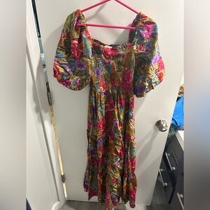 Floral Maxi Dress with Puff Sleeves